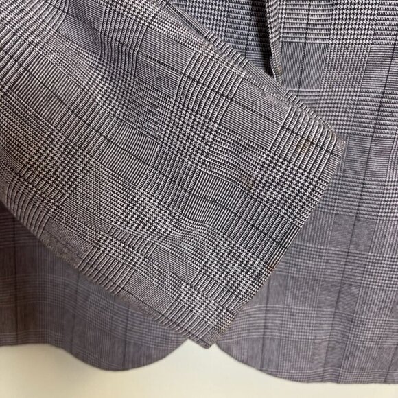 Oscar De La Renta Women Blazer 8P Gray Plaid Rhinestone Floral Design Career - Picture 4 of 16